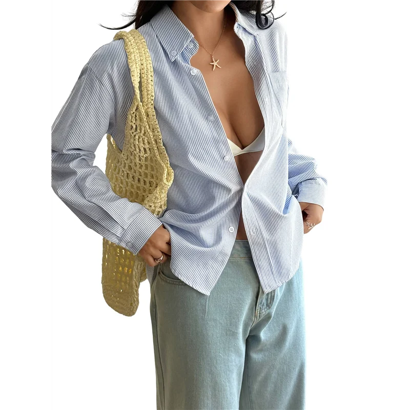 

ASDS-Womens Oversized Button Down Shirts Smocked Cuffed Ruffle Sleeve Collared Work Casual Top With Pockets
