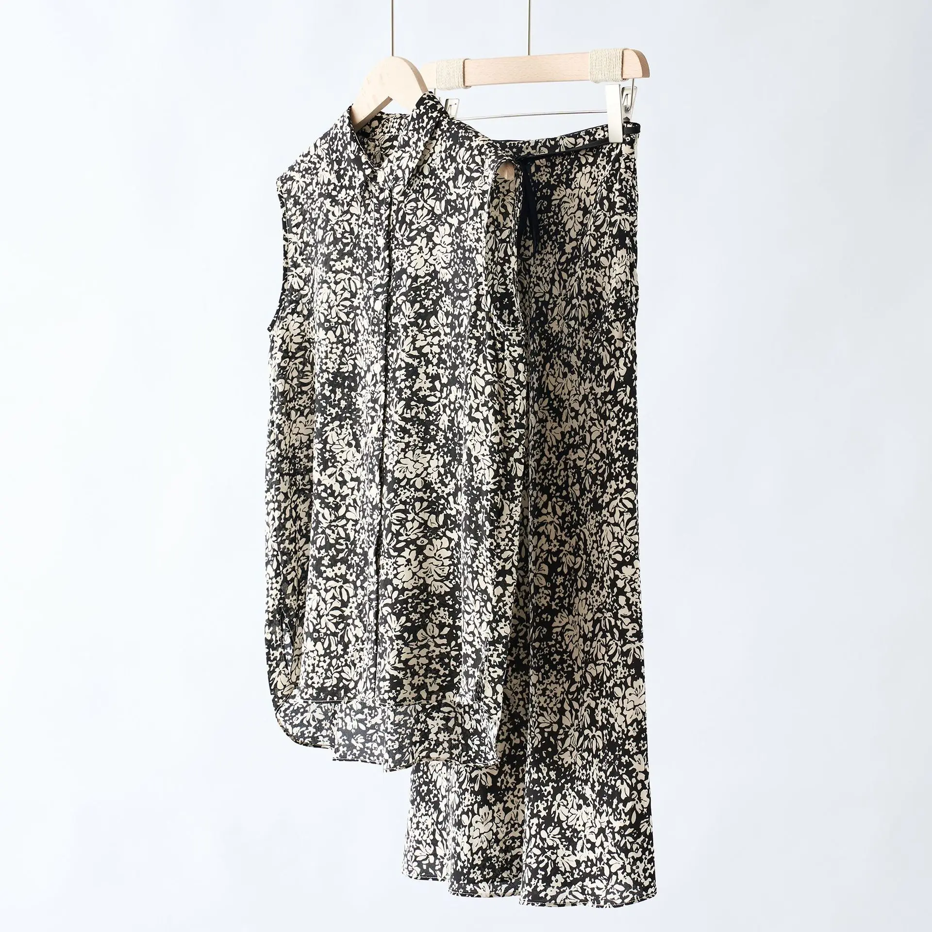

Silk Blend Loose Shirt A-Line Skirt Set Floral Print Summer New Arrival Women's Casual Sportswear Four Seasons Suitable