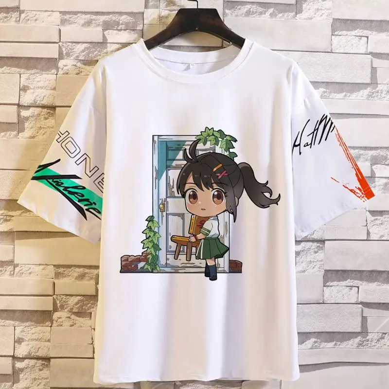 อะนิเมะเกมสินค้าซูซูเมะ'การเดินทางเสื้อยืดแขนสั้นฤดูร้อนยู ไนเซกซ์ ซูซูเมะ โทมิโอกะแมวหลวม PLUS ขนาด