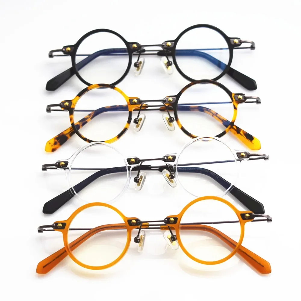 Anti Blue Light Acetate Full Rim Vintage Small Round 36mm Hand Made Reading Glasses+75 100 150 325 350 375 400 +450 +550 600