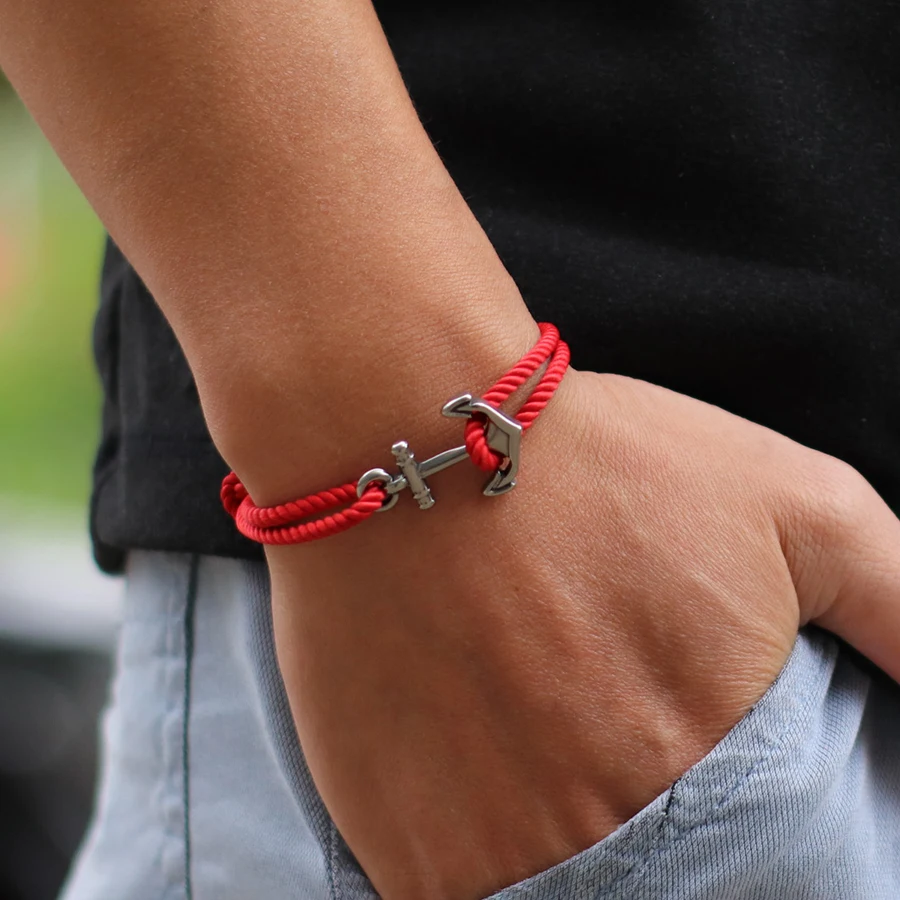 Marine Style Anchor Bracelet For Men Handmade Adjustable Grade A String Braslet Beach Surfing Wrap Braclet Cycling Accessories