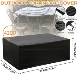 420D Oxford Cloth Waterproof Outdoor Patio Garden Furniture Covers Rain Snow Chair Protection for Sofa Table Dust Proof Cover