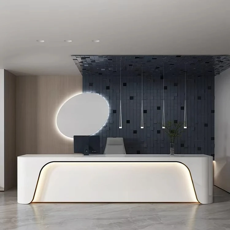 &c New Design Luxury Wooden Reception Desk Airport Check in Counter Company Office Desk