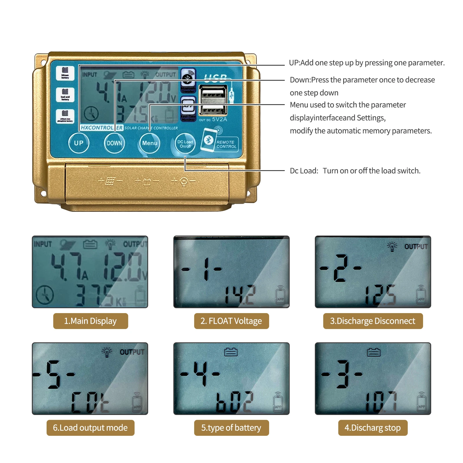 12V/24V 30A/40A/50A/60A Solar Panel System Controller LCD Digital Display Bluetooth PWM Solar Panel For Lifepo4 Lithium GEL