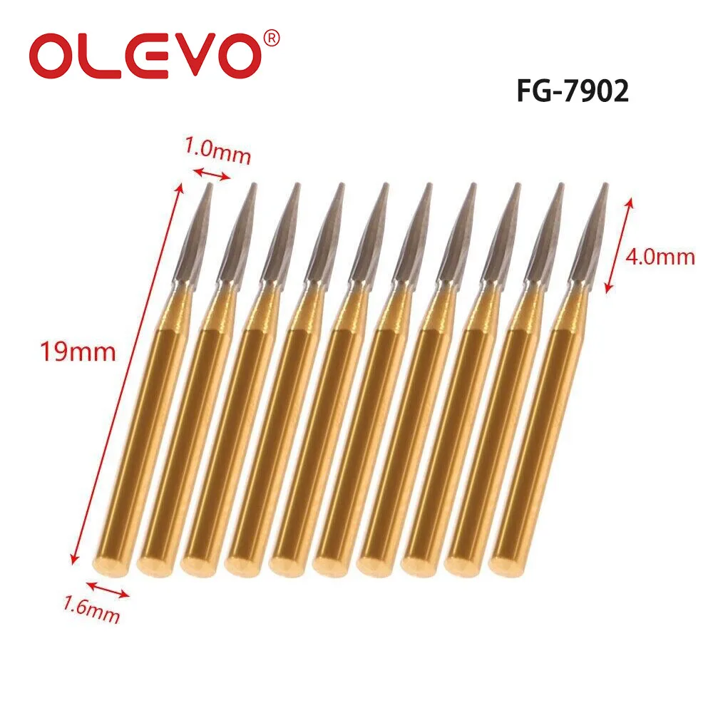 10 Teile/schachtel Dental Burs FG Hartmetall Wolfram Stahl Finishing Polieren Bohrer Bits Titan Überzogene 1,6mm High Speed Handstück Grat – Detail 5
