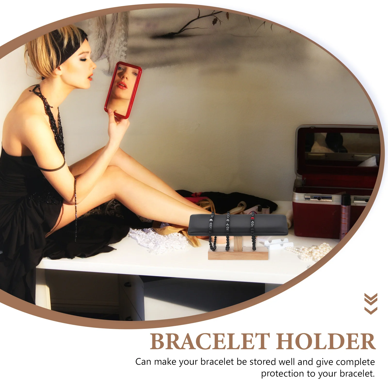 

Bracelet Display Stand for Women Men Wooden Jewelry Rack Bangle Organizer Watch Holder Tabletop Showcase