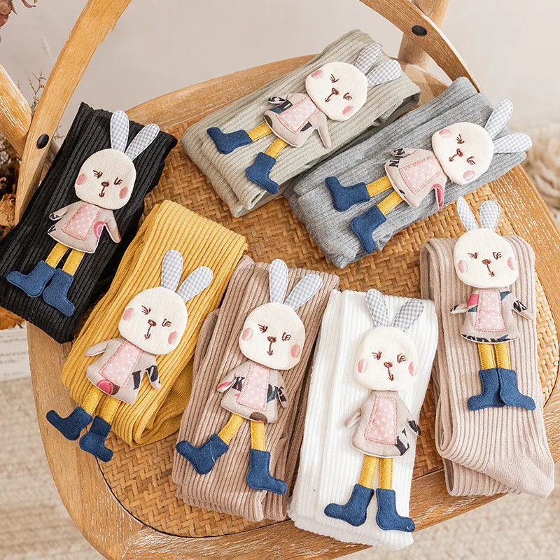 Tights for Girls Spring Autumn Cotton Knitted Children\'s Pantyhose Cartoon Rabbit Kids Girls Tights  2-7 Years