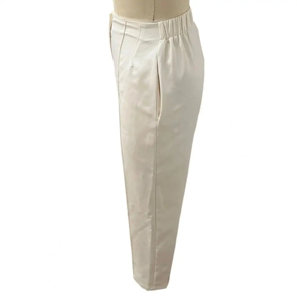 Women's High-Waisted Straight-Leg Trousers Formal Office Trousers Slim-Fit Cut Classic Solid-Colour Suit Trousers