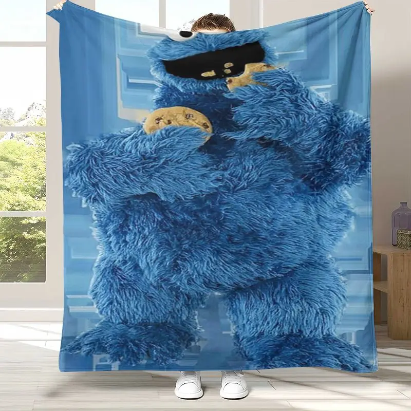 3D Vintage S-Sesame Street Elmo Cookie Monster Soft Flannel Throw Blanket,Cozy Warm Blanket for Bed,Sofa,Living Room,Picnic,Kid
