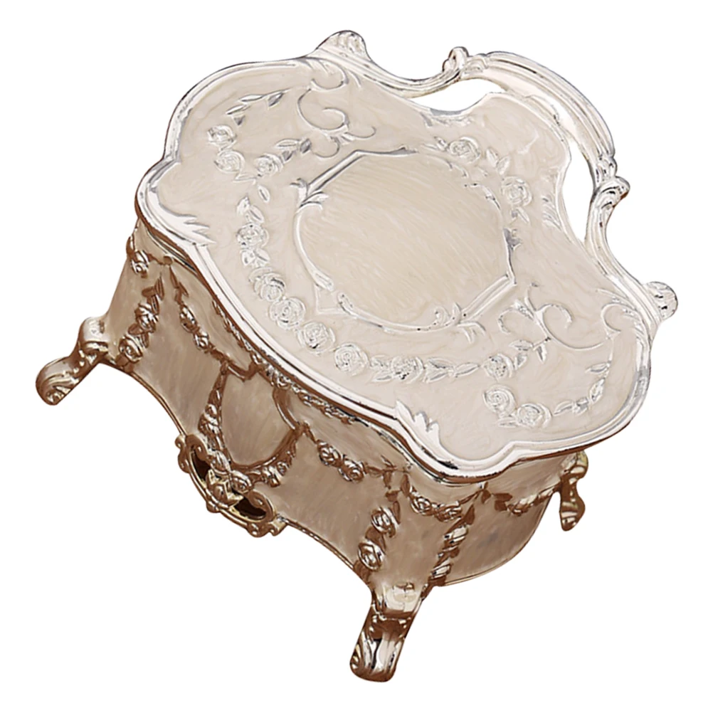 

Vintage Jewelry Box Metal Trinket Storage Ring Earrings Organizer Decorative Keepsake Case Bedroom Decor Gift Carriage Design