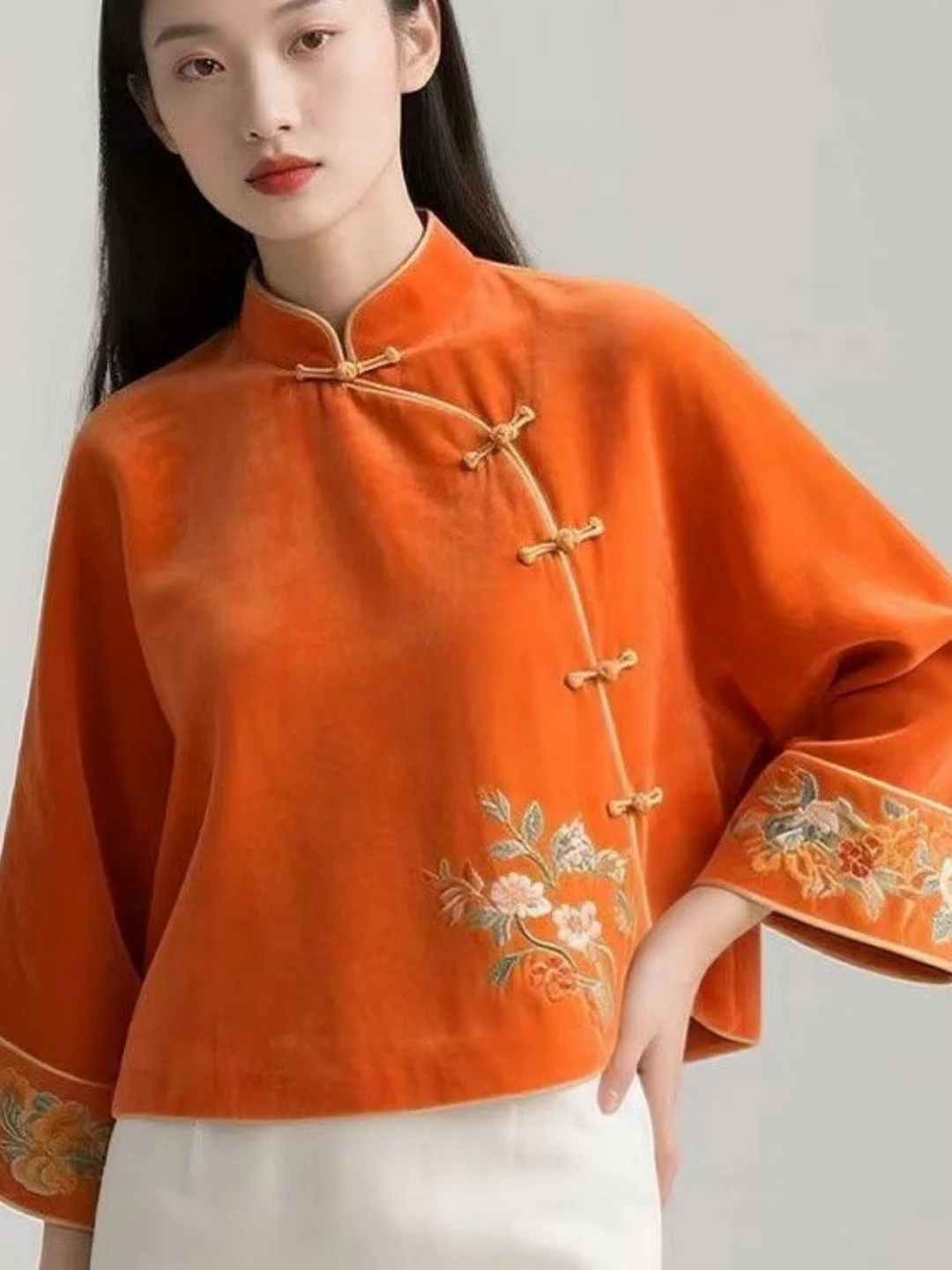 エレガントな中国風長袖スタンドカラー女性のシャツコート茶道服禅精神新しい中国のファッションアウター