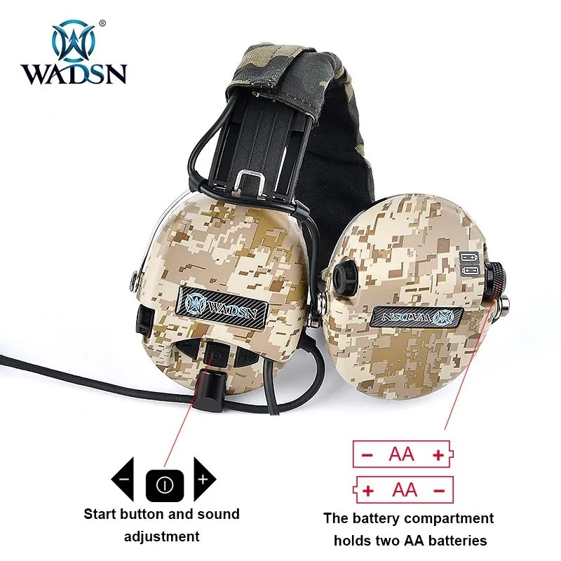 WADSN Jagd-Headset, MSA-Kommunikationskopfhörer, aktiver Tonabnehmer, Geräuschunterdrückung, Gehörschutz, Sordin Outdoor CS-Headset