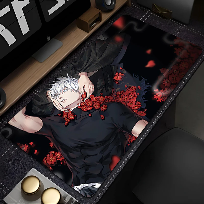 

Red Flower Anime Mouse Pad Laptop Gaming Accessories Gojo Mousepad XXL J-jujutsu K-kaisen Keyboard Rug PC Extended Soft Desk Mat