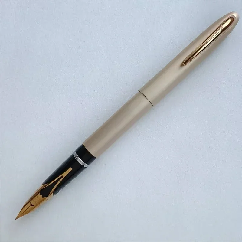 

Japan Pen CREST Brushed Aluminum Fountain Pen Iridium F 0.5MM Hooded Nib Calligraphy Pen with Clip Converter for Writing Smooth