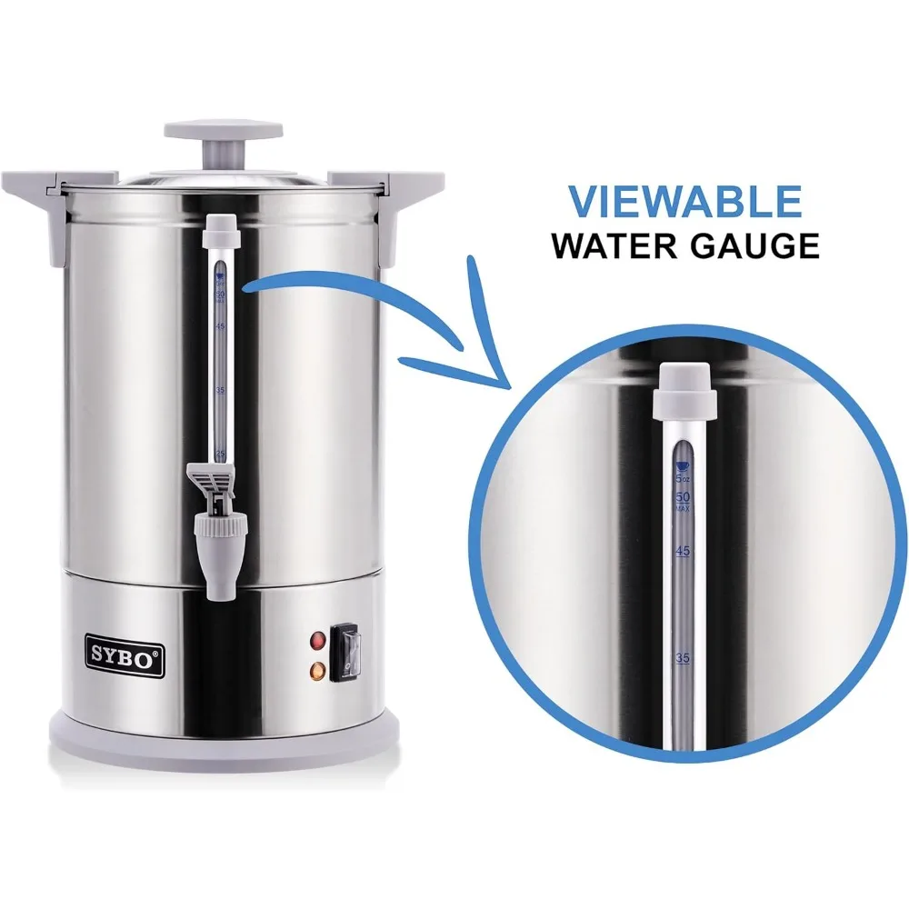 Commercial Grade Stainless Steel Percolate Coffee Maker Hot Water Urn for Catering, 50-Cup 8 L