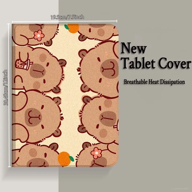 كابيبارا كارتون لطيف الفن لسامسونج غالاكسي تاب S9 S10 S6 S7 S8 FE زائد لايت بوصة غطاء قابل للطي اللوحي