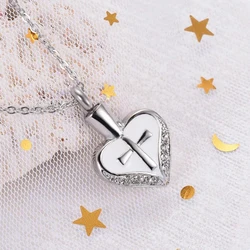Love Heart Urn Necklace Stainless Steel Cross Jewelry for Women Men Keepsake Pendant Memorial Locket Gift Ash Holder