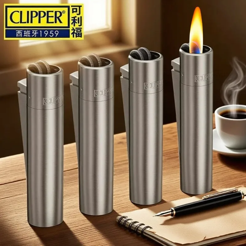 Clipper Metallfeuerzeug mit Schleifrad, Konstantflamme, Nachfüllbar, Hochwertiges Raucherzubehör, Besonderes Geschenk für Männer