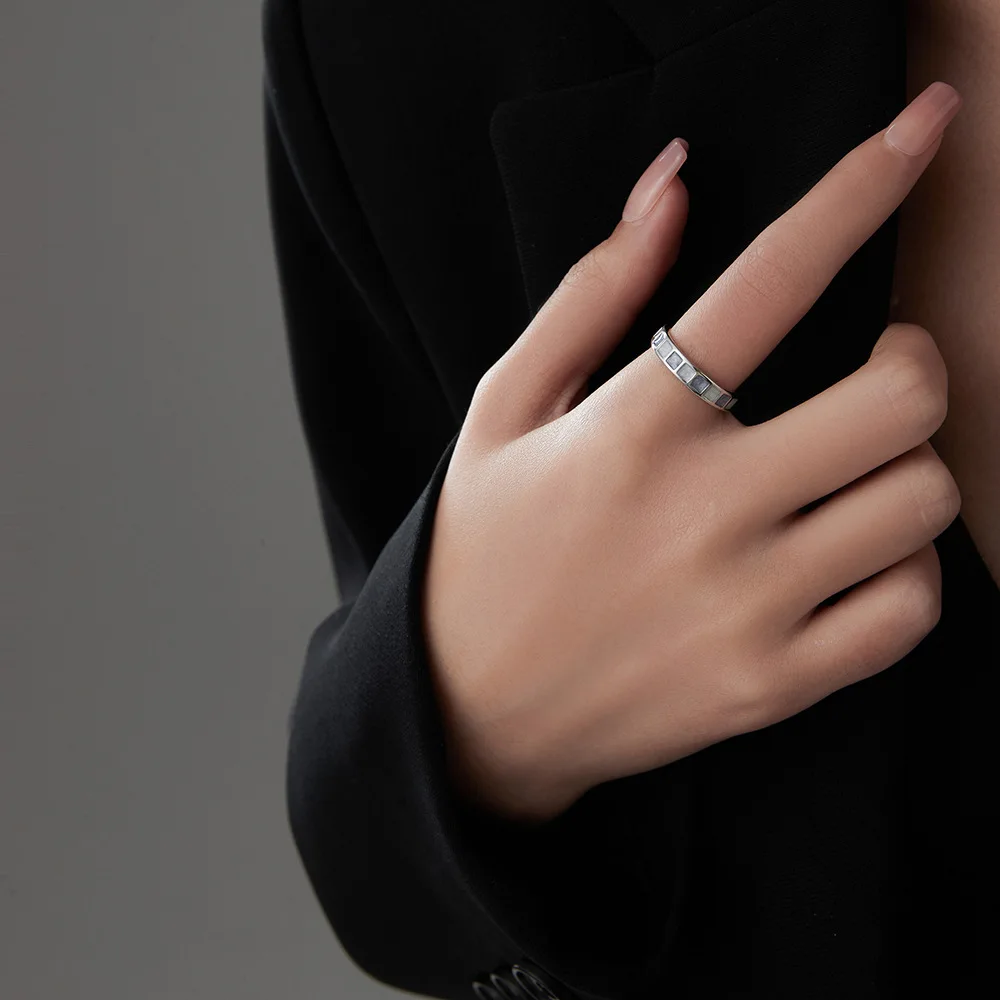 Women's 925 Sterling Silver Blue Square Adjustable Ring