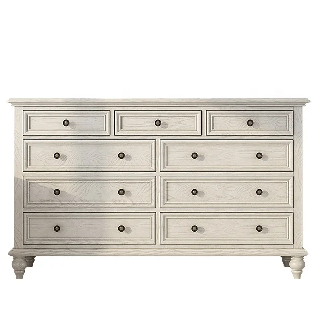

Large White Merchant 9 Drawer Cabinet/Chest of Drawers/Sideboard with Brass Handles