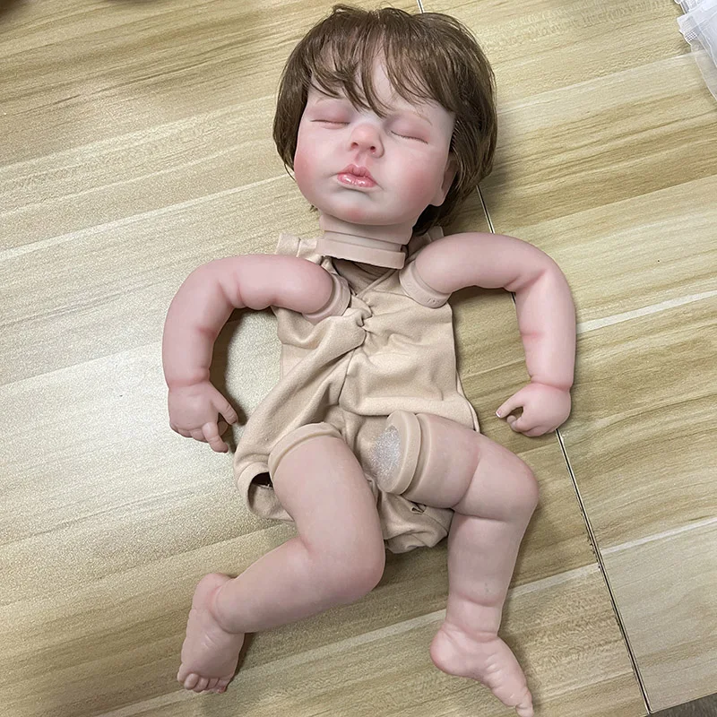 19 Zoll unvollendete bemalte wieder geborene Puppe Kit Loulou lebensechte 3D-Haut Venedig mit verwurzelten Haaren hochwertige Muñeca Kit wieder geboren