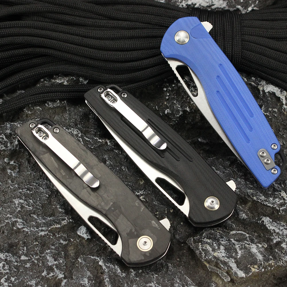 Tunafire 0045-1 Klappmesser 14C28N Stahl G10/Carbonfasergriff Taktisches Jagdmilitärmesser Outdoor EDC Taschenmesser