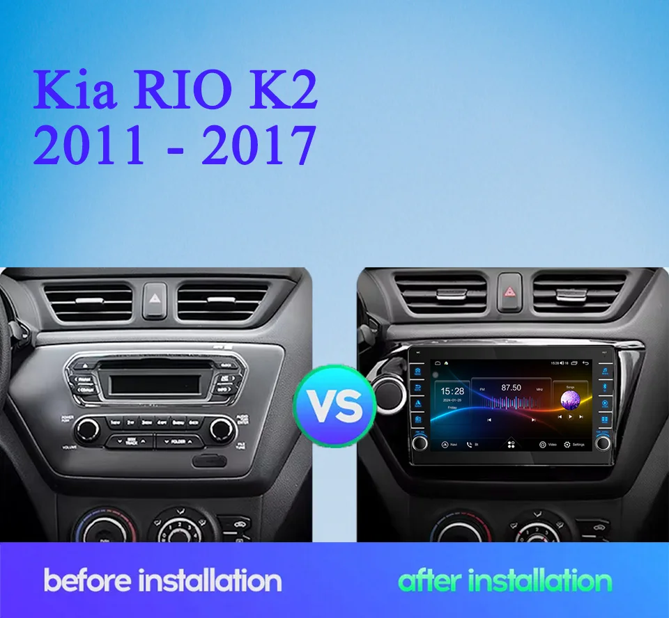 Для Kia RIO 2011-2017 Автомобильное авторадио Видео Музыкальный плеер GPS Navi Монитор Ленточный рекордер ПК Планшет Carplay Android Auto RDS DSP