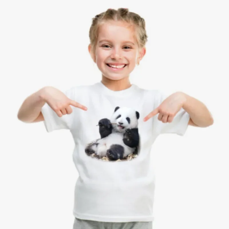 Roupas infantis e masculinas na Europa e nos Estados Unidos, panda explosivo, camiseta estampada com padrão floral, roupas de menina, tops