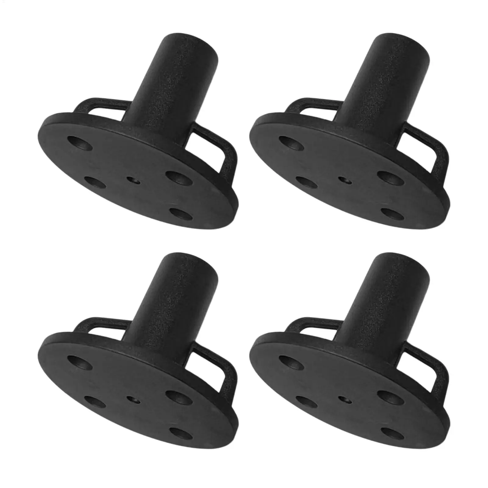Fence Post Base 4 Pieces 4-Hole Round Flange Support Bracket Floor Mount Pole Socket For Garden Picnic Camping Patio Fence