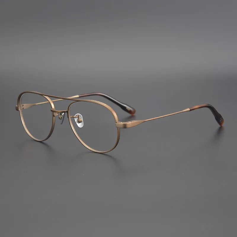 

Japanese bronze made old matte matte frame, pilot type pure titanium glasses for men and women, simple and retro