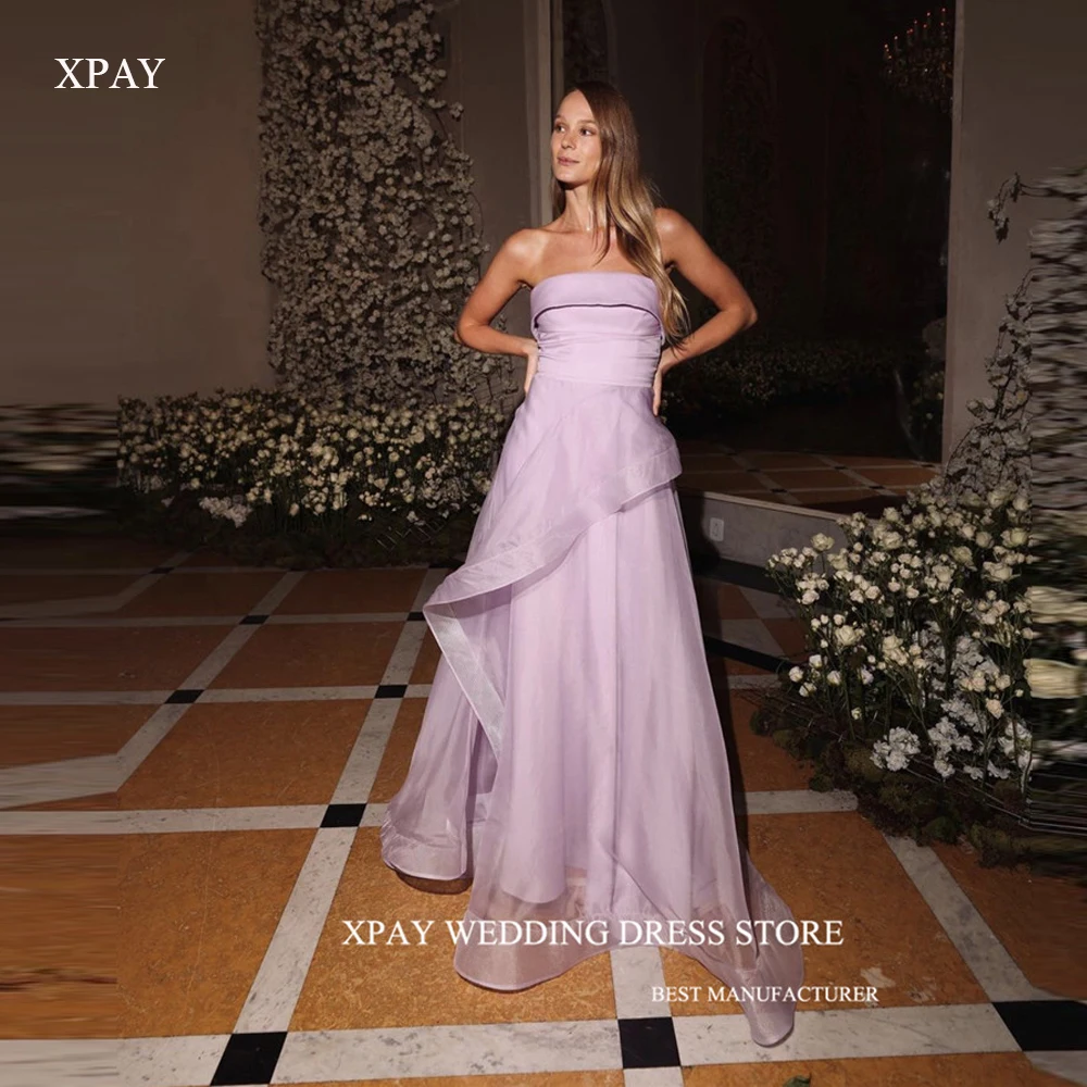 

XPAY A Line Violvet Prom Dresses Elegant Strapless Silk Organza Long Evening Gowns Vestido de noche Simple Party Dress 2024