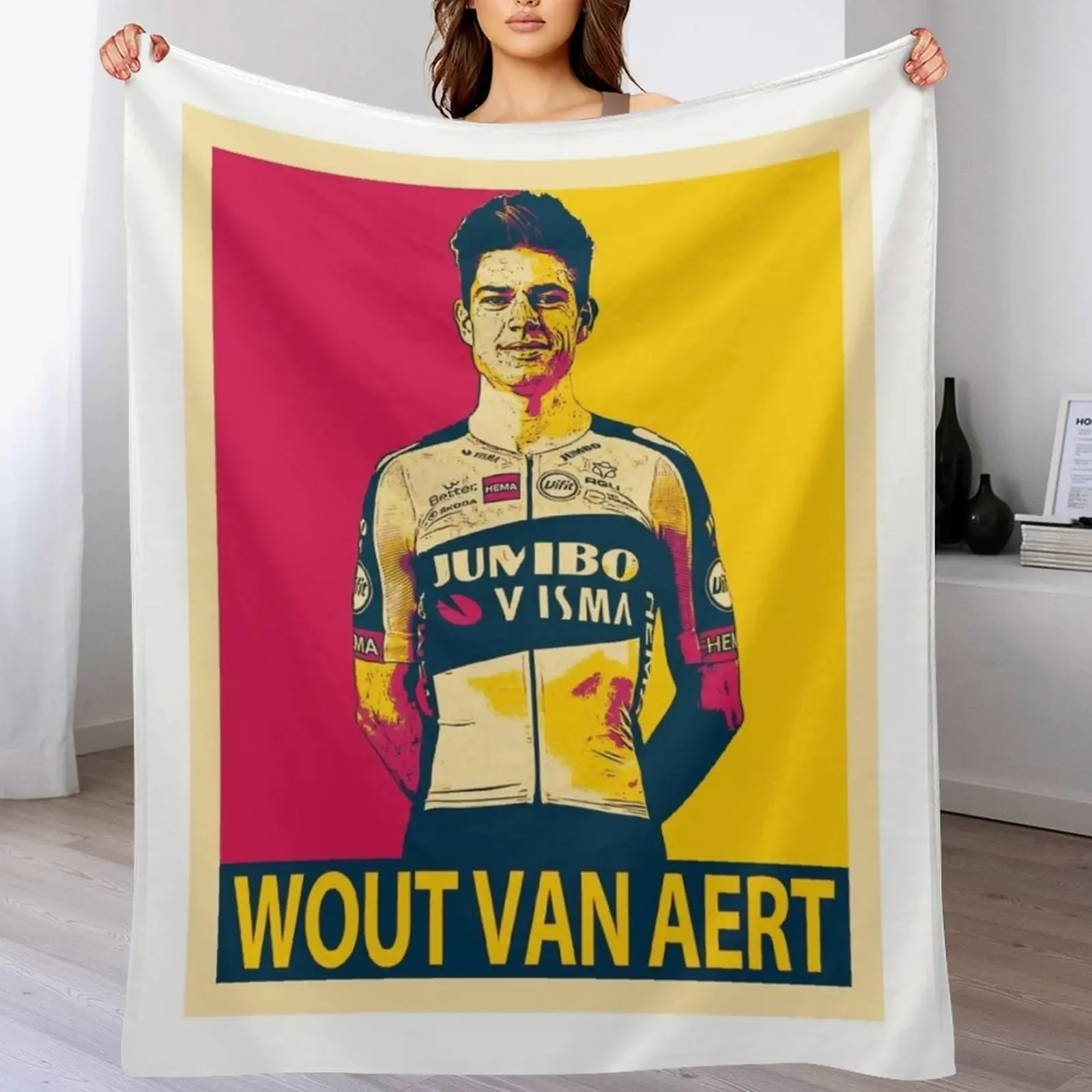 

wout van aert portrait Throw Blanket Custom Softest For Baby Travel Blankets