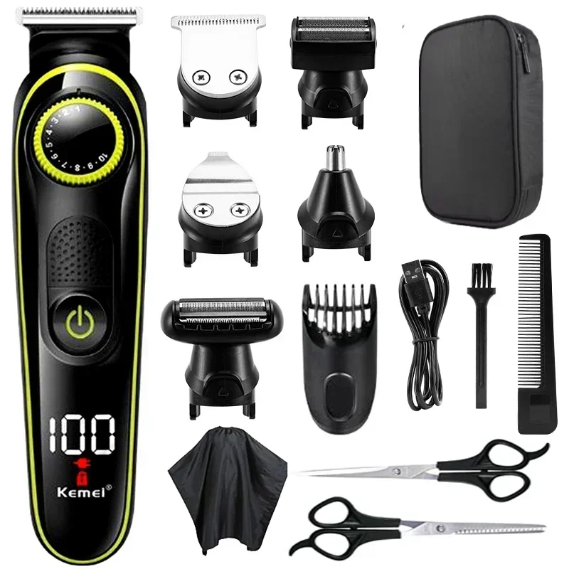 

Kemei Hair Clipper Km-696 Professional Hair Trimmer Electric Nose Beard Trimmer Razor 5 in 1 Hair Cutting Machine Trimer Cutter