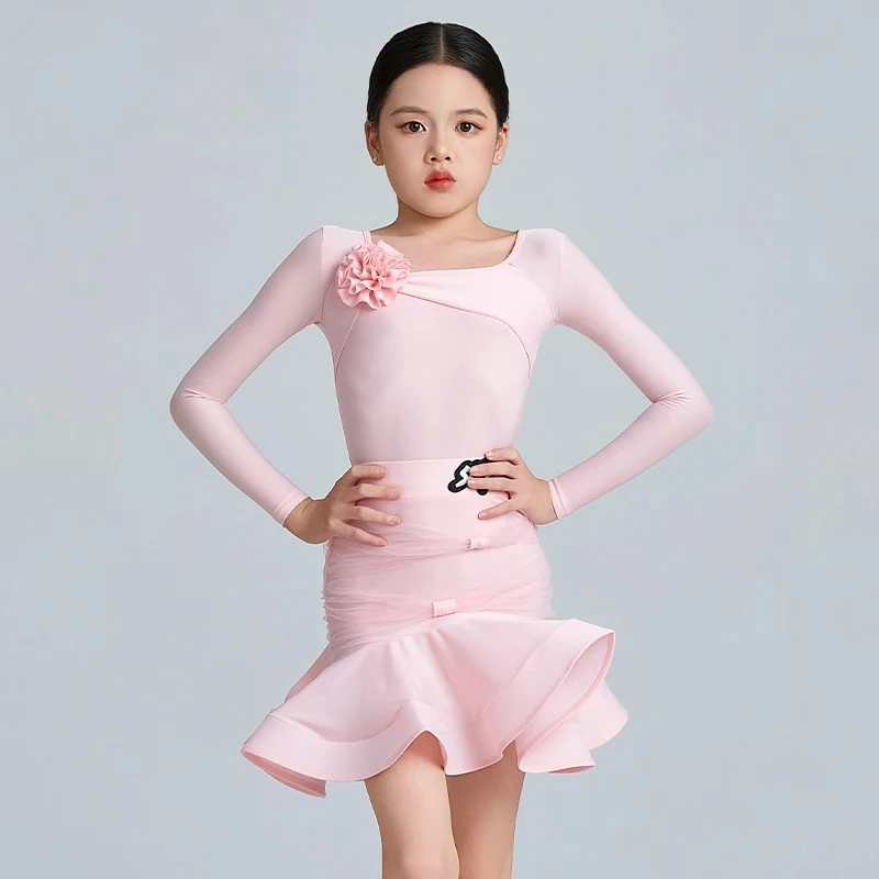 New Model Latin Dance Costume - High-end Children's Net Fabric Professional Training, Competition and Performance Attire