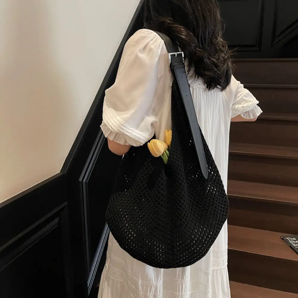 

Винтажная сумка через плечо, ажурная вязаная сумка, богемная сумка, вязаная крючком большая сумка, большая вместительная сумка из хлопковой нити, уличная сумка