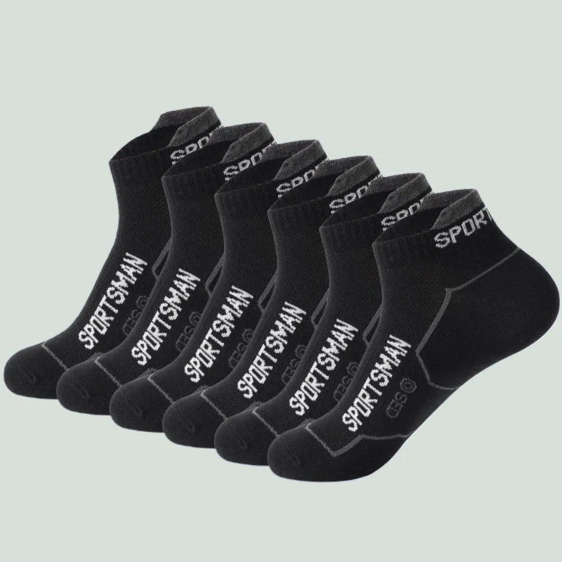 Chaussettes basses en coton pour hommes, absorbant la transpiration et dépistolet ant, chaussettes courtes, chaussettes de sport, chaussettes de course décontractées, 6 paires, 2024