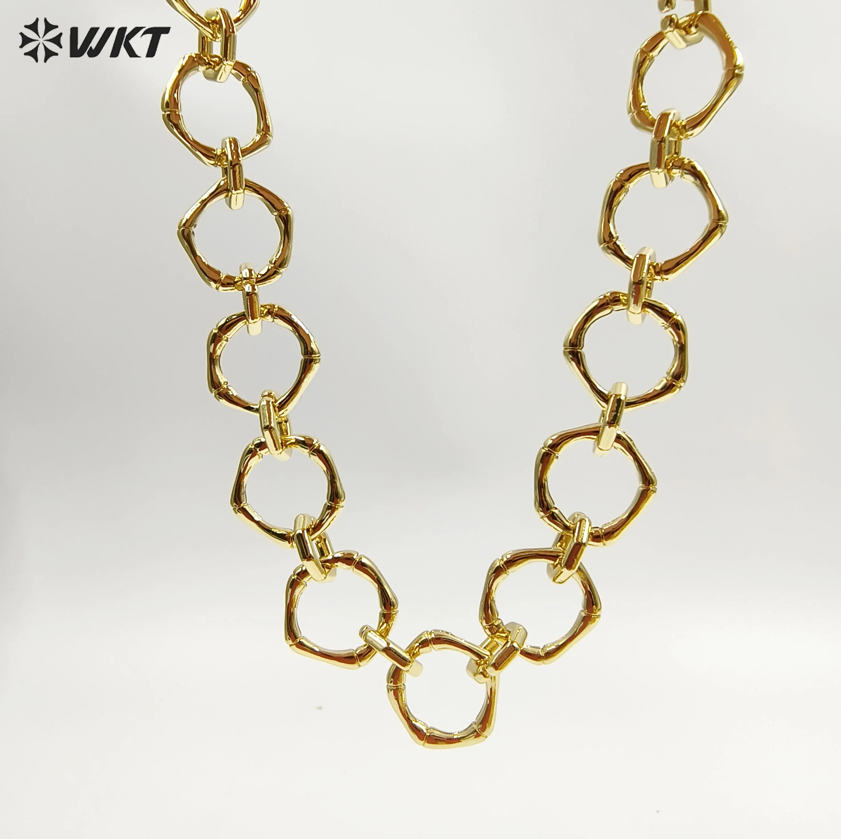 

WT-BC251 Wholesale Unique Yellow Brass Chain Geometric Shape With Gold Electroplated 10Meters For Jewelry Necklace Making