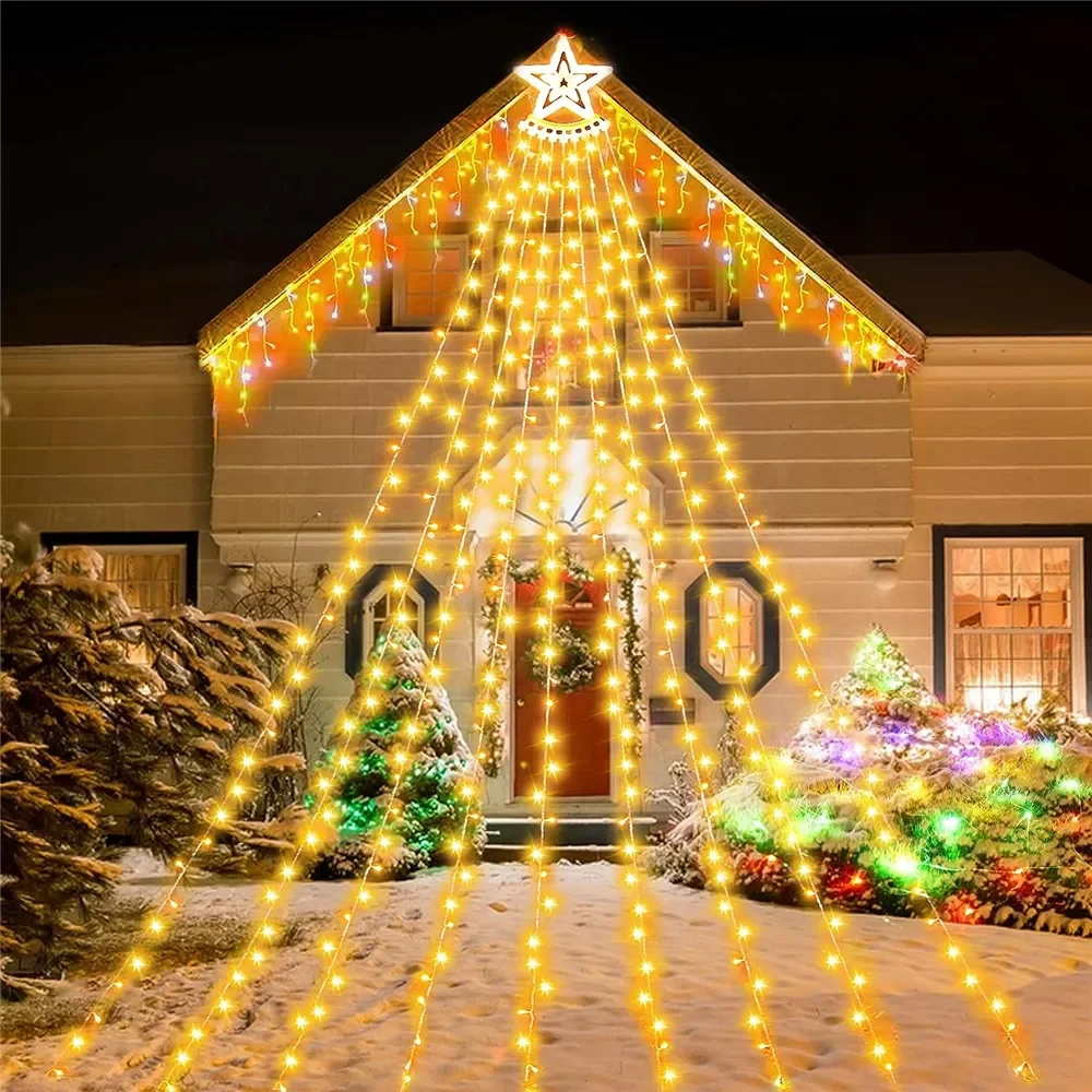 350 LED Christmas Decorations Star Light Outdoor 3.5M Tree Lights Waterproof Christmas Lights for Yard Garden Indoor Outdoor