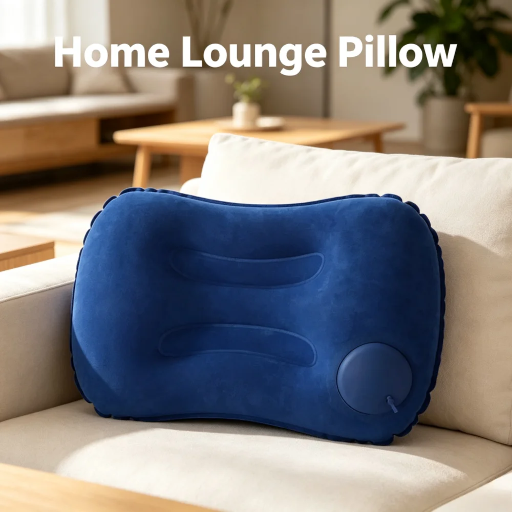 携帯用空気注入式キャンプ枕 超軽量トラベルネックランバーサポ - Outdoor Furniture Pillows のレビューと価格