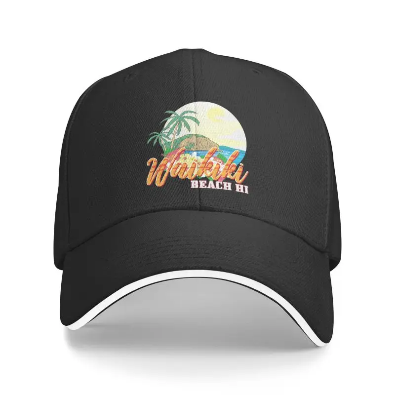 Classic Hawaii Waikiki Beach Baseball Cap Women Men Custom Adjustable Unisex Tropical Palm Tree Dad Hat Summer