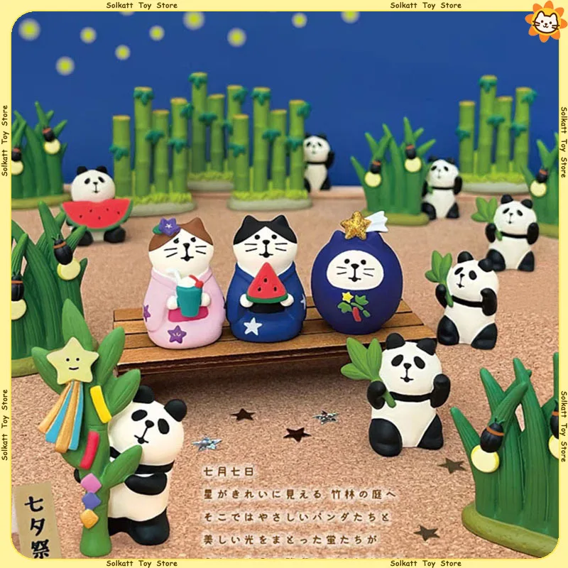 Qixi Festival Zakka Cat Figurine Ornament Handmade Watermelon Panda Home Desktop Decor Valentine Gifts Resin Crafts Miniatures