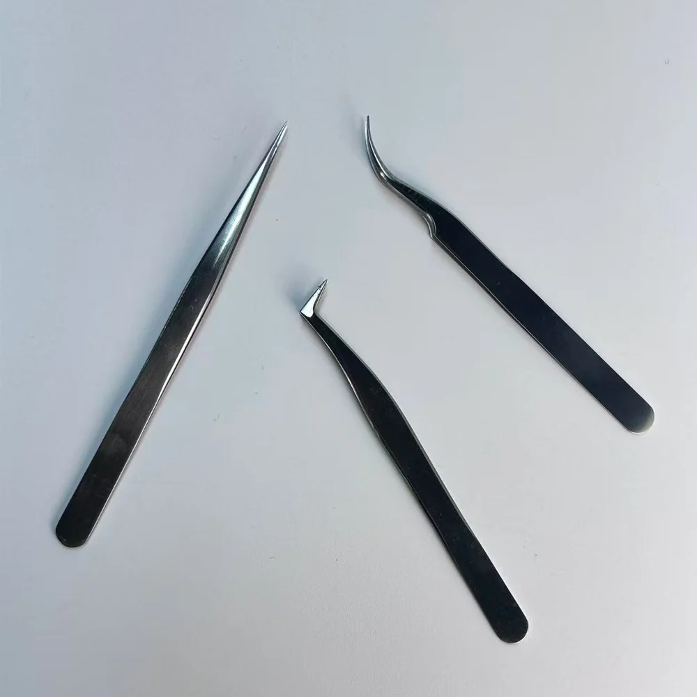 ملقط دقيق، ملاقط احترافية مطورة ذات طرف رفيع منحني، ملاقط من الفولاذ المقاوم للصدأ عالية الجودة للحرف اليدوية والإلكترونيات واللحام، E