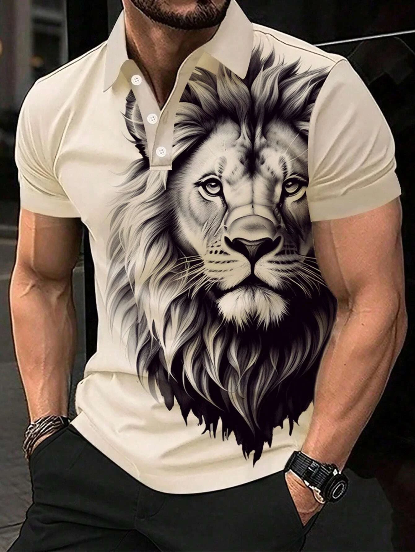 Summer's Best-Selling Men's Striped POLO Shirt 3D Men's T-Shirt Casual Comfort Street Style Lion Men's clothes Tops Striped Polo