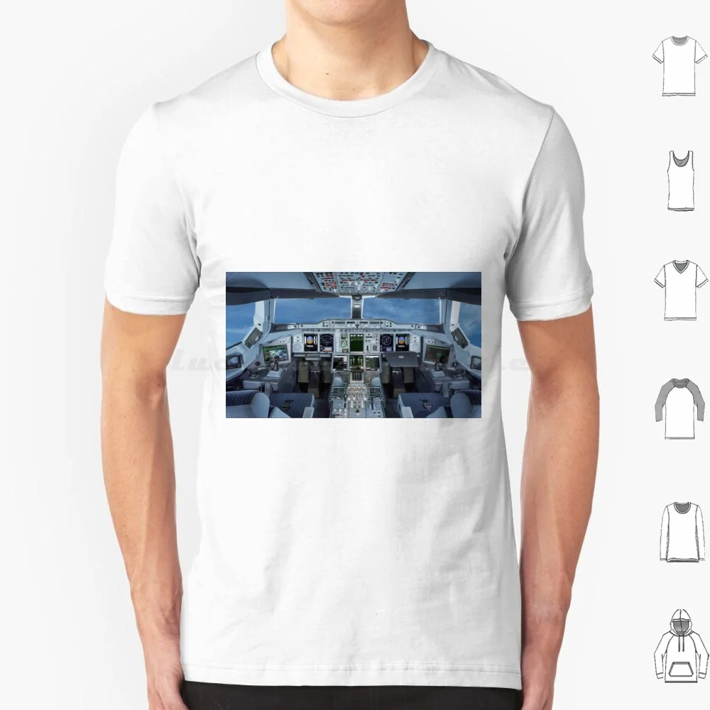 Airbus A380 Cockpit T Shirt Cotton Men Women DIY Print A380 Cockpit A380 Interior Cockpit Puzzle Airbus