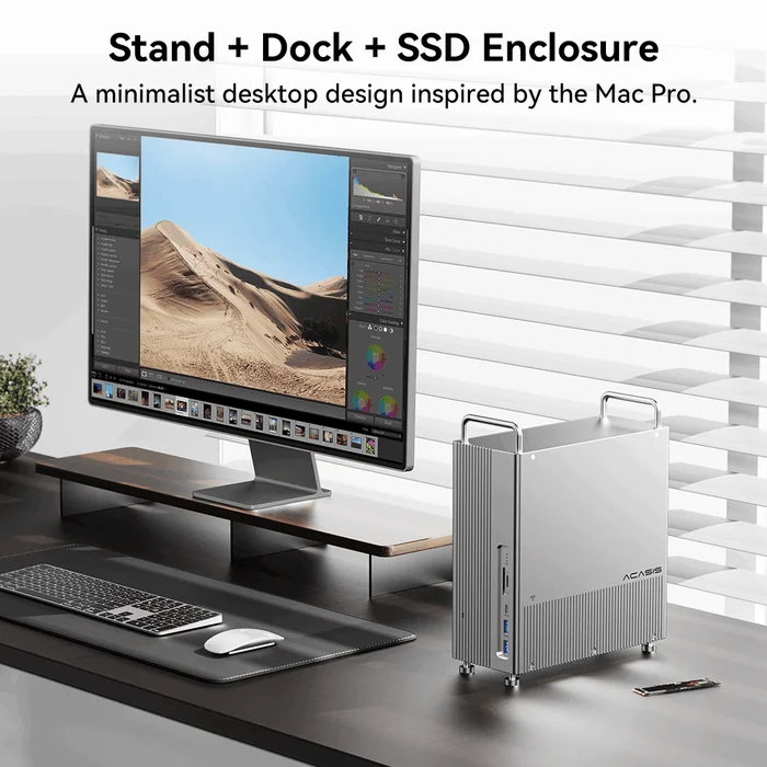 Mac Mini M1 M2 Docking Station USB4 40Gbps M.2 NVMe SSD Enclosure 4K HDMI 10Gbps USB C Hub SD TF Card Reader PD 30W CNC Alloy