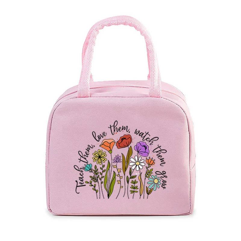 Wild Flower Boho Style Lunch Box Bag Women Reusable Multifunctional Pouch Food Cooler Thermal Picnic Tote Insulated Lunch Bags