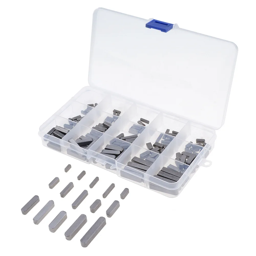 140PCS Round End Parallel Flat Keys Kit, 3/4/5/6mm Semicircular Square Keys Assortment with Plastic Storage Case