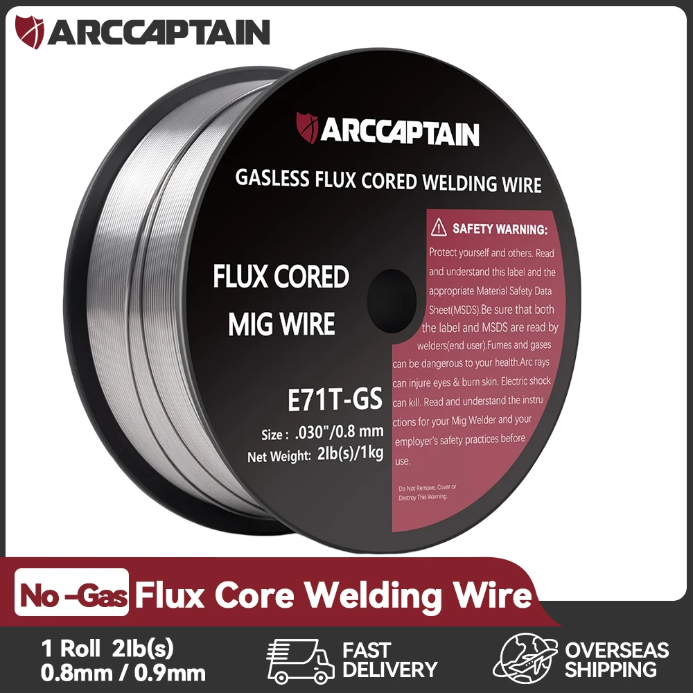 ARCCAPTAIN Welding Wire Gasless Flux Cored 0.8 0.9mm 1 Roll 1 KG E71T-GS MIG Welding Machine Accessories For MIG Soldering