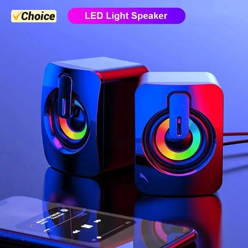 

Computer Speakers HiFi Stereo Microphone Audio PC Speaker USB Wired Caixa De Som with LED Light for Desktop Computers PC Laptop