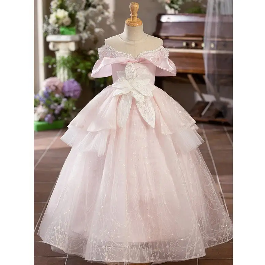 

Pink Princess Evening Gown 2024 New Host Piano Performance Wedding Birthday Girls Party Dress A4146 Vestidos Bridesmaid Dresses